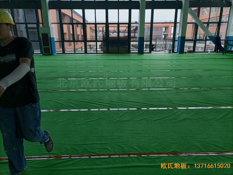 江蘇宿遷富民路學(xué)校體育木地板施工案例